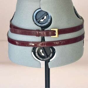 Streets Ahead Burgundy Leather 1” Double Wrap Belt, Gold Buckle, S but very long